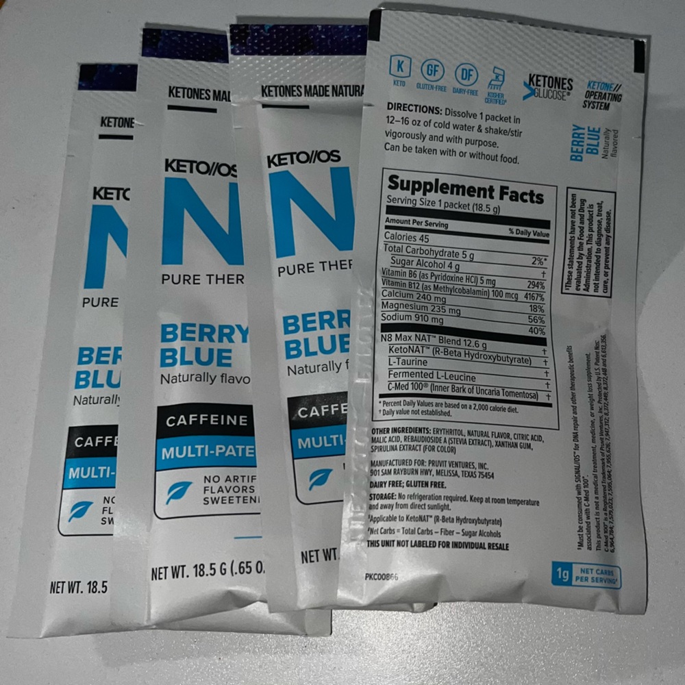 Pruvit keto/OS Nat caffeine free berry blue